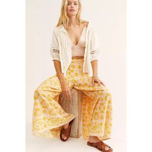 Free People Yellow Run River Wide Leg Pants- Medium